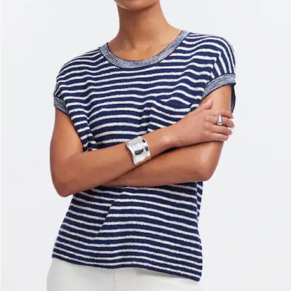 Madewell Ribbed Pocket Sweater Tee in Stripe